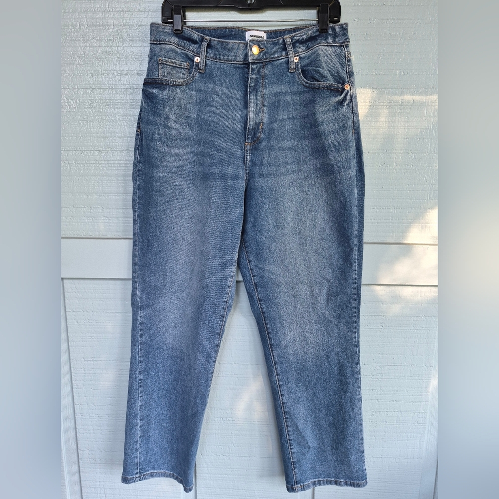 Sonoma Women's High Rise Curvy Straight Leg Blue Jeans Size 14R Medium Wash NWOT - Picture 1 of 3